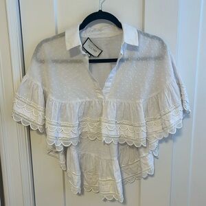 ALEXIS White Poncho Top
